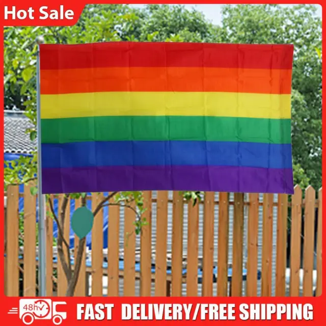 Polyester Rainbow Flag 90x150cm 3x5FT LGBT Flag Extra-Durable for Indoor Outdoor
