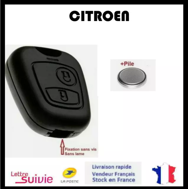 LAKAMODO Coque Plip Clé Télécommande pour Citroen Xsara Picasso Berlingo  Saxo sans vis +2 Switchs Bouton +Pile (1-Berlingo sans Vis)