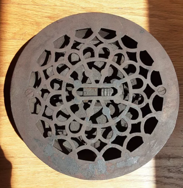 Vintage Cast Iron Round Floor Wall Grate Register Air Vent Decorative ornate