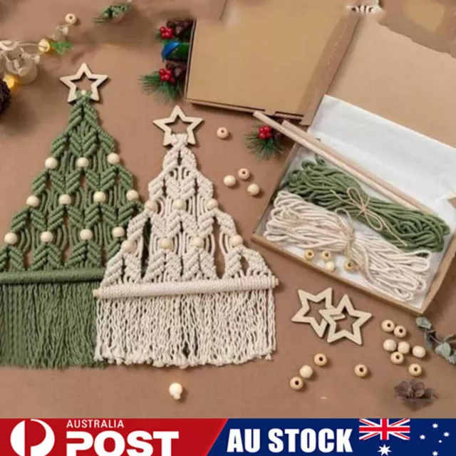 Christmas Tree Macrame DIY Kit for Beginners Hanging Ornaments for Holiday Decor