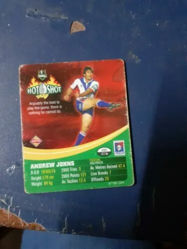 Hot Shot Tazo Rugby League Card Nrl 2006 Rare andrew johns 2