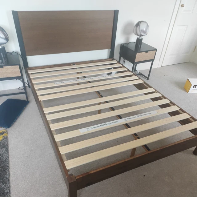 WOOD DOUBLE BED Frame £100.00 PicClick UK