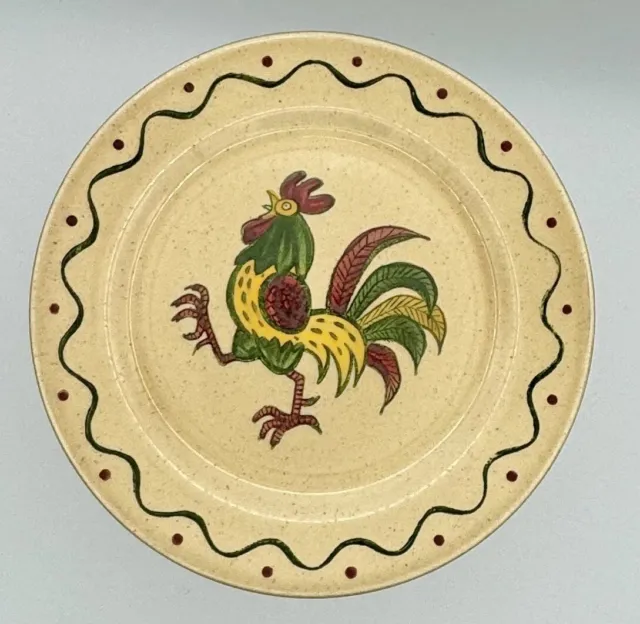 Vintage Metlox Poppytrail California Provincial Green Rooster 9” Lunch Plate C