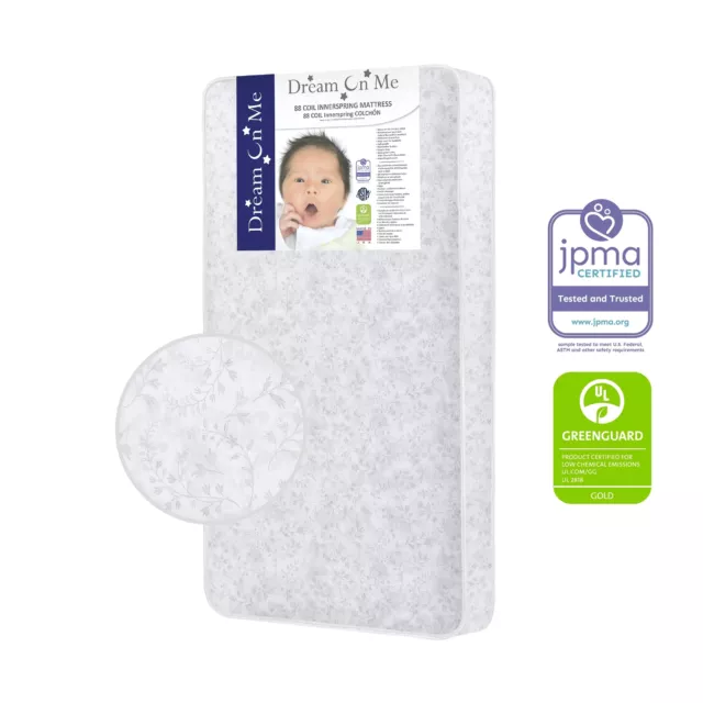 Twinkle 5" 88 Coil Crib & Toddler Mattress, Lightweight, Morning Mist Floral