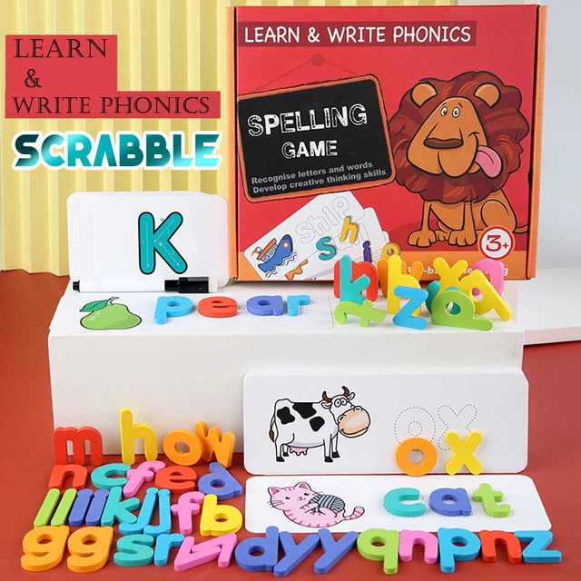 WOODEN CARDBOARD ENGLISH Spelling Alphabet Matching Game Early for