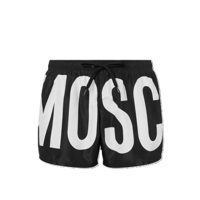 Costume Uomo Moschino Swim V3A4285 Pantaloncino Boxer mare Nero con maxi logo Bi