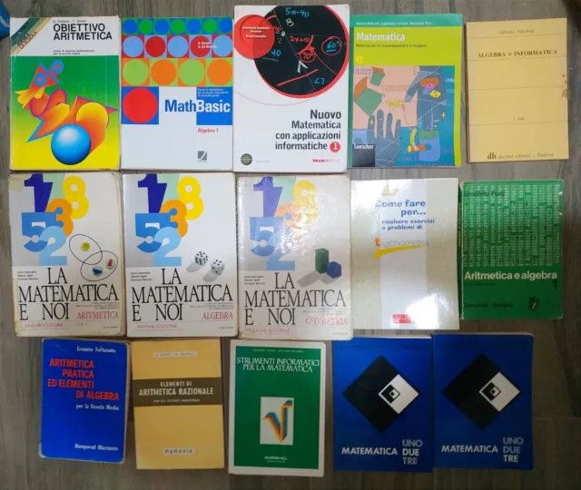 lotto MATEMATICA ARITMETICA ALGEBRA TRIGONOMETRIA: 15 vecchi manuali scolastici