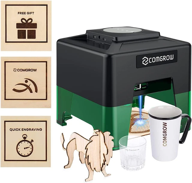 Comgrow Laser Engraving Machine for Dog Tag Metal Wood Silicone,Portable Desktop