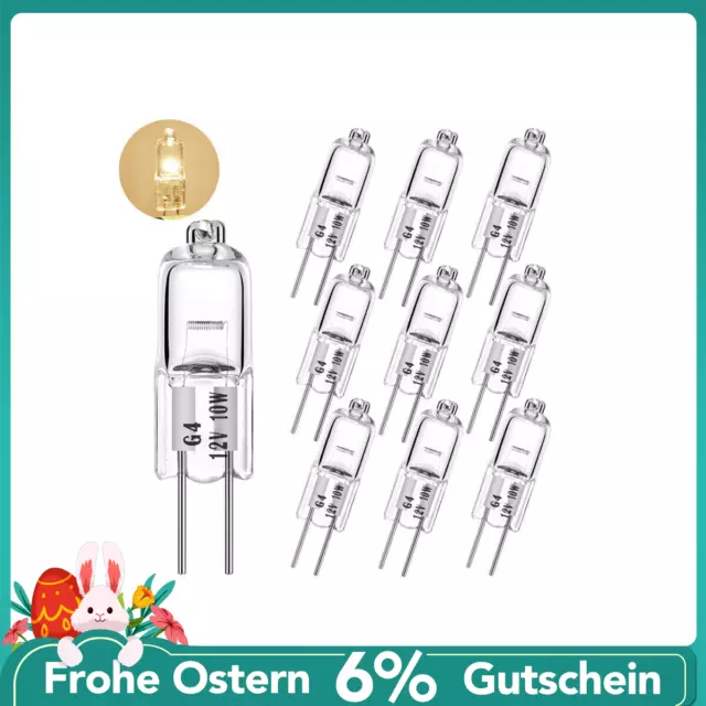 10/20x G4 Halogen-Lampe Bi-Pin Stiftsockellampe 12V 10W 20W Warmweiß Birne Llusw