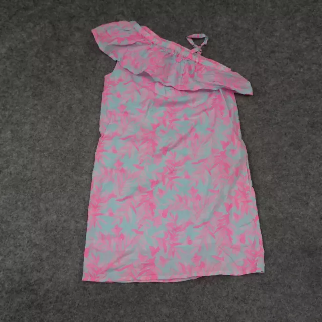 Vinyard Vines Dress Girls 7 Pink Blue Floral One Shoulder Sundress Layered Top