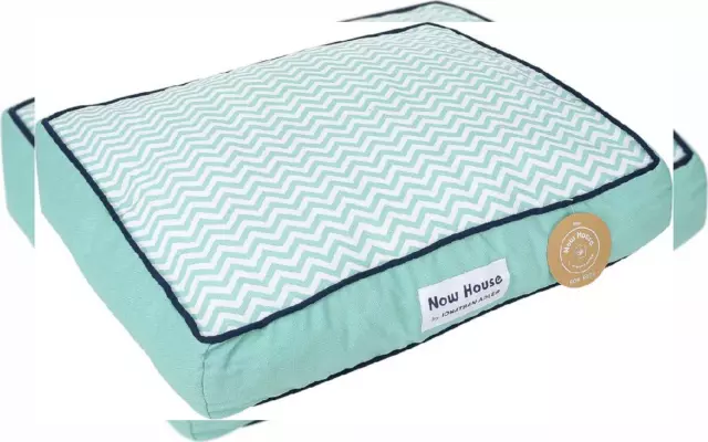 Now House for Pets by Jonathan Adler Teal Chevron Cushion Dog Bed, Small