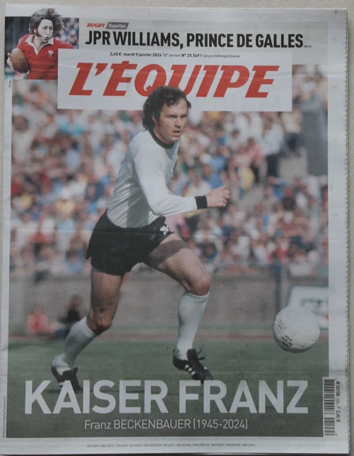 L'EQUIPE DU 9/1/2024 - Franz Beckenbauer - Kaiser Franz - JPR Williams