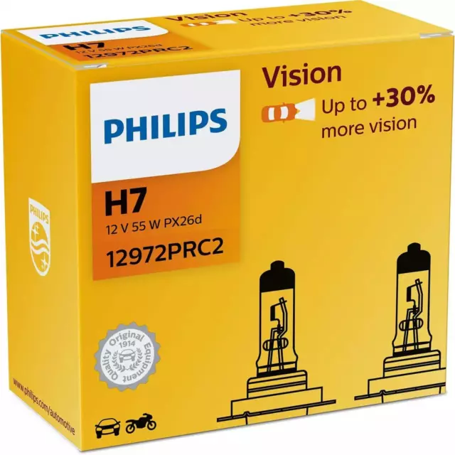 Philips Vision DuoPack H7 Halogen bis zu 30% mehr Licht 55 12V Autolampen