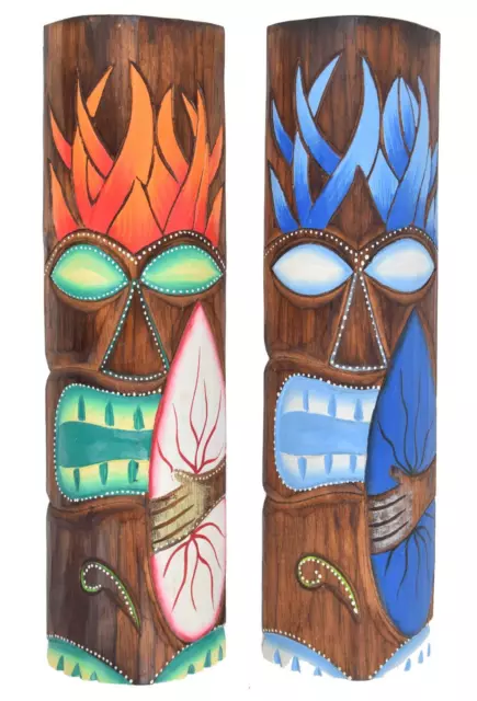 2 Máscara Pared Tiki 50cm 2 Surfer Máscaras En Hawai Maui Buscar de