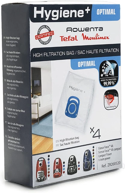 Lot De 4 Sacs Hygiène+, Compatibles Avec Les Aspirateurs Traineau Compact Power,