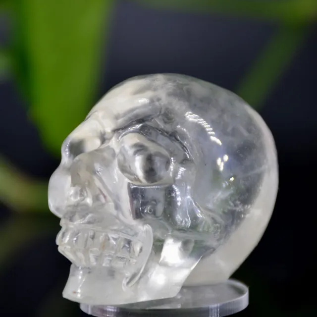 100%Natural White crystal quartz Skull hand Carved Crystal reiki healing 3