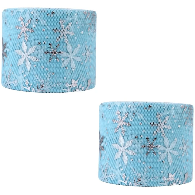2 Sets Schneeflocke Tüll Stoff Geschenk Verpackung Band Mesh Schleier Material
