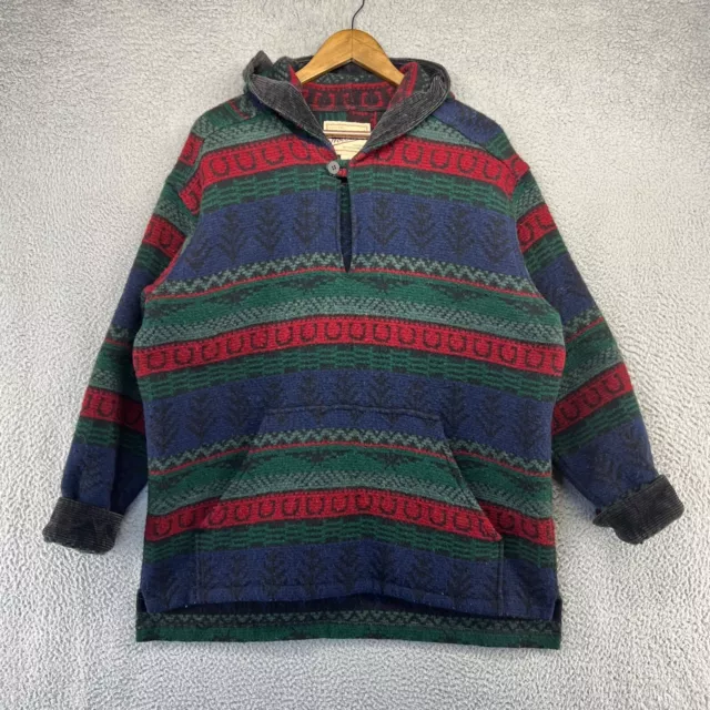 Vintage Woolrich Sweater Men's XL Blue Green Red Hoodie Aztec Southwestern 90s