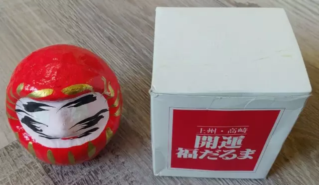 Japanese 3.5"H Red Lucky Daruma Doll Wish Making Good Luck Fortune Made in Japan