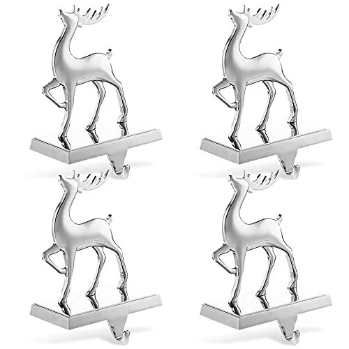4 Pieces Christmas Reindeer Stocking Holder Christmas Deer Stocking Hanger