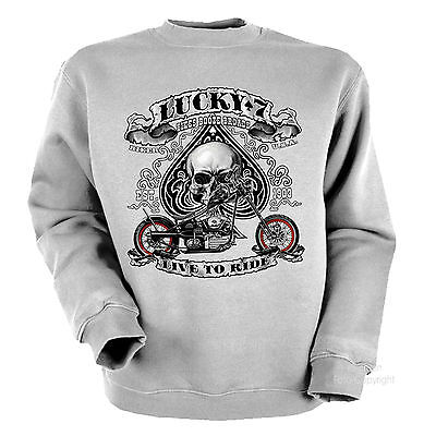 Biker Sweatshirt Teschio Rider Harley Chopper Motivo Oldtimer Moto Rocker 4240