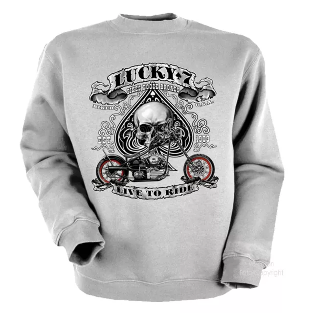 Felpa Biker Skull Rider Harley Chopper Motivo Oldtimer Moto Rocker *4240