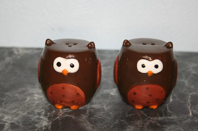 Duo Salière Et Poivrière Chouettes - Mignon Set Hiboux Pour épices - Neuf