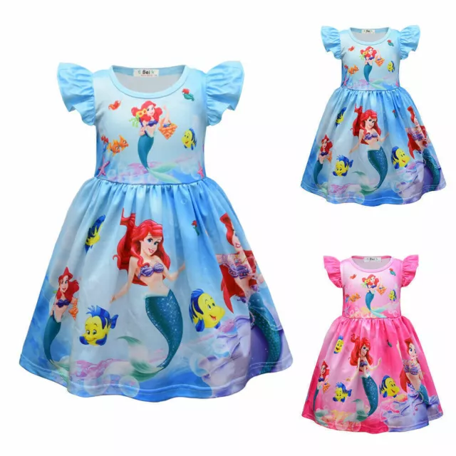 Children Kids Girls Summer Birthday Party Tutu Dresses Mermaid Princess Dress AU 2