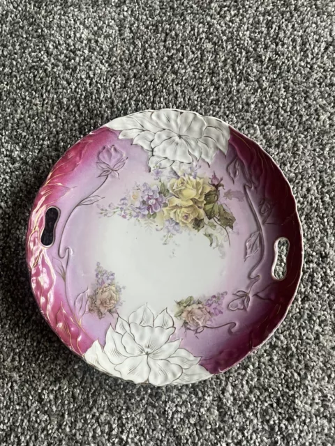 Antique  Beautiful  Hand Painted Floral Pansy Cabinet Plate  9”