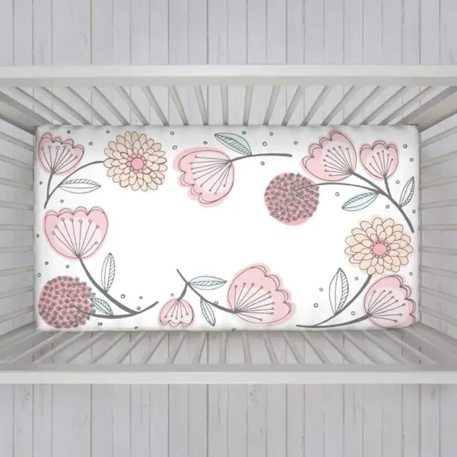 Crib Sheet Machine Wash Soft Cotton In Pink Floral