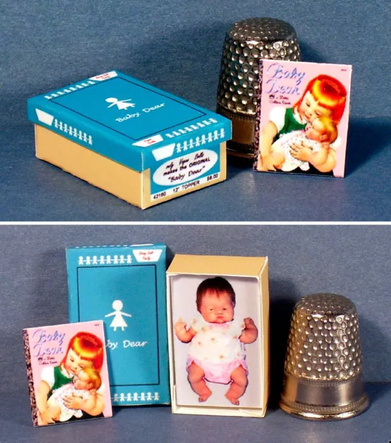 Dollhouse Miniature 1:12 Baby Dear Doll Box & Wilkins Little Golden Book nursery 3