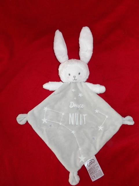 Doudou Plat  Ours Déguisé  Lapin  Blanc Gris Douce Nuit MOTS D'ENFANTS NEUF