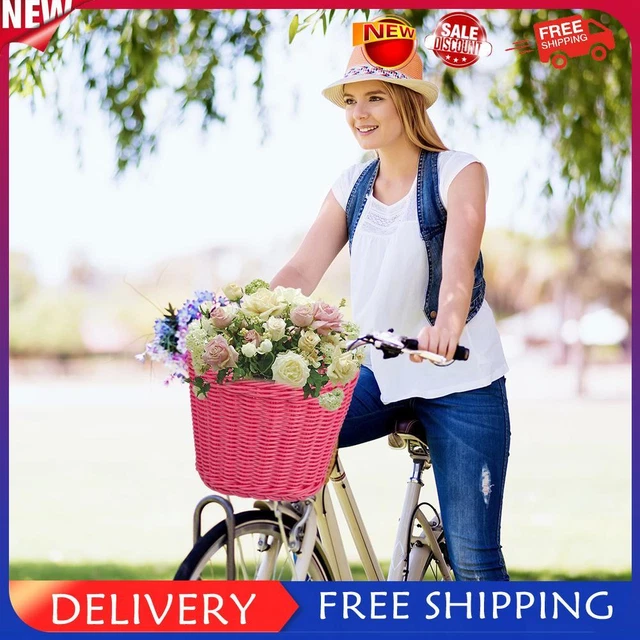 4 teile/satz Rattan Fahrrad Korb + Glocke + Quaste + Aufkleber Lagerung Korb (Ro