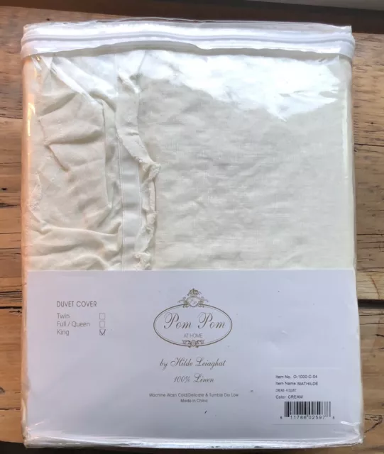 Pom Pom At Home MATHILDE KING Duvet Cover 100% Linen ~ Cream/Ruffle Border ~ New 3