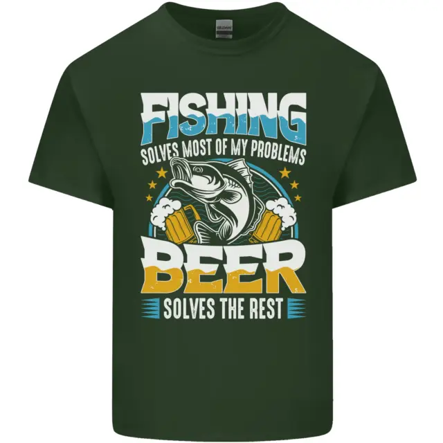 T-shirt top da pesca e birra divertente pescatore alcol da uomo cotone 10