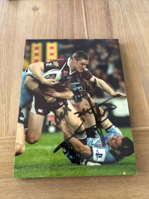 Original Signed Brent Tate Queensland Maroons Block Mounted 7x6” Photo
