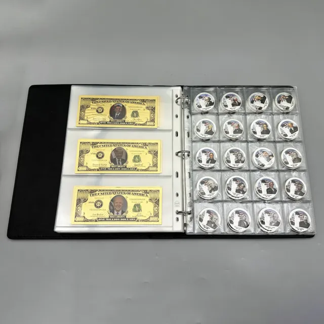 US Presidential Banknote and Coin Collection Book Coin Holder 46 Notes/coins