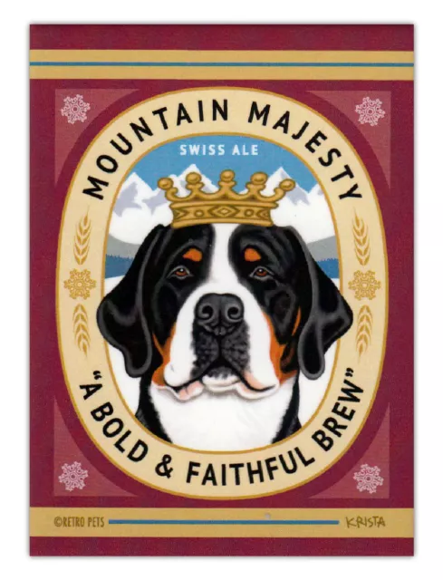 Retro Dogs Refrigerator Magnets - Greater Swiss Mountain Dog Ale - Art