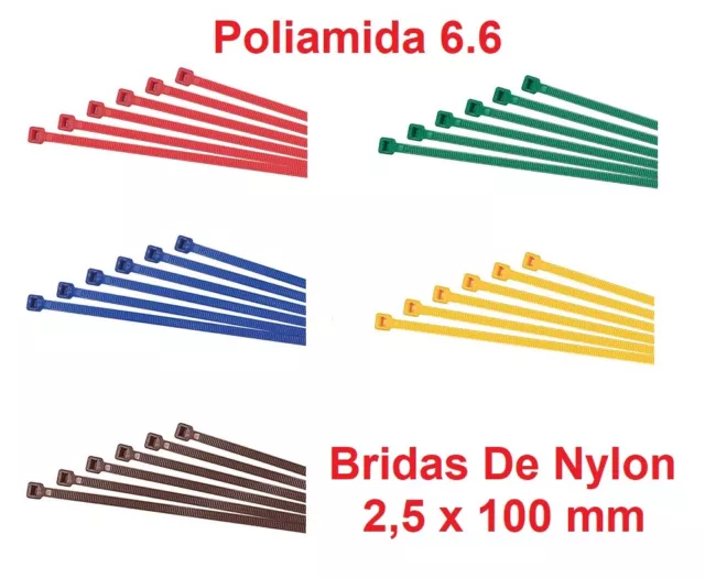 Bridas De Nylon - Poliamida 6.6 - Tamaño 2.5 x 100 mm - Bolsa De 100 Unidades