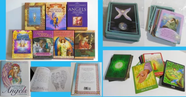 Doreen Virtue Oracle Cards,9 Sets; 7 Boxed, 2 w/o,No Guidebooks, 1 Coloring Book