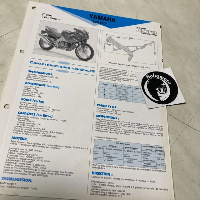 Yamaha SRZ660 4SU 1996 660 Srz Scheda Tecnica Motocicletta Sospensione