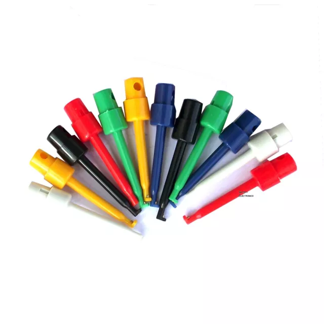 12x Kit Filo Piombo Multimetro SMD IC Clip Test Gancio Grabbers Sonde Saldatura Cavo