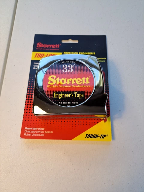 New Starrett 33 Foot Precision Engineer's Tape Measure CE1-33 10ths & 100ths
