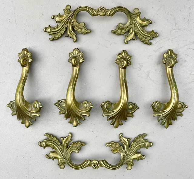 6 Vintage Bronze Door Cabinet Drawer Furniture Handles Antique Style Lot
