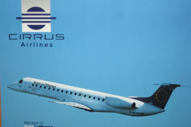 AK Airliner Postcard Flugzeug CIRRUS AIRLINES ERJ 145 airline issue