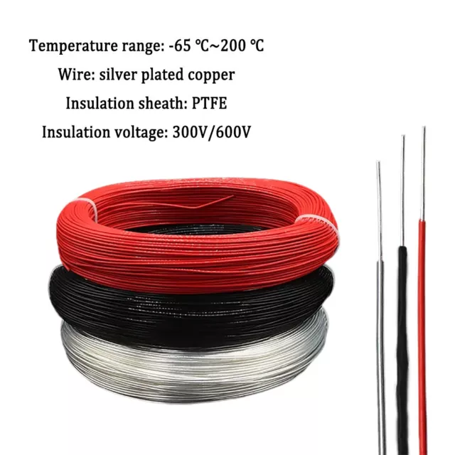 Single Core Silver Plated Copper Wire PTFE Insulated Cable 30AWG/28AWG~0.5mm²