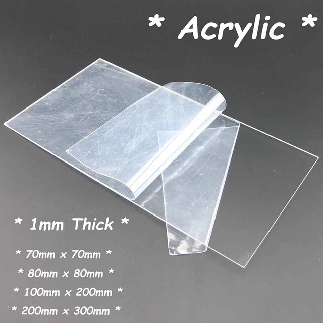 CLEAR PLASTIC PERSPEX® Acrylic Cut Sheet 1mm Thick Panels l 7mm 8mm