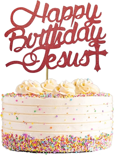 HAPPY BIRTHDAY JESUS Cake Topper Red Glittery Jesus Birthday Cake happy-birthday-jesus-cake-topper-red-glittery-jesus-birthday-cake