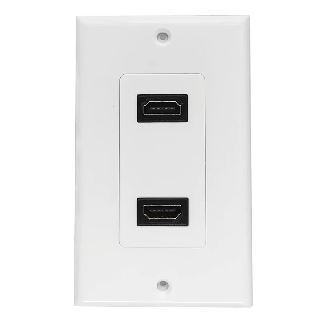 HDMI Wall Plate for Home Theater - 4K HDR ARC 3D Ethernet (White 2 Port)