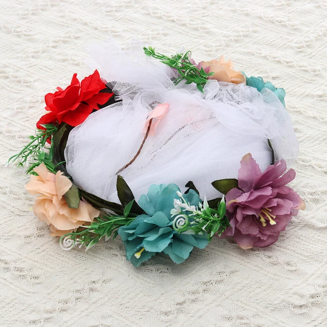 Velo nero fascia per capelli fiori di Halloween matrimonio damigella d'onore